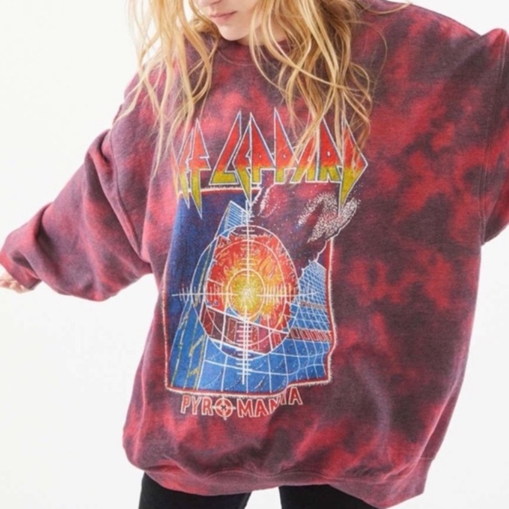 Urban Outfitters Def Leppard tie dye crewneck sweatshirt